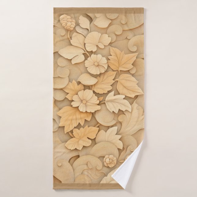 Toalha Botânica em Formas Neutrais Quentes (Toalha de Banho)