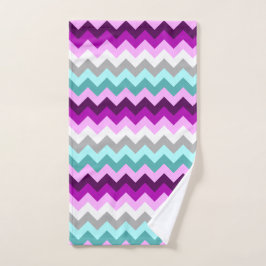Toalha Branca Roxa Chevrons