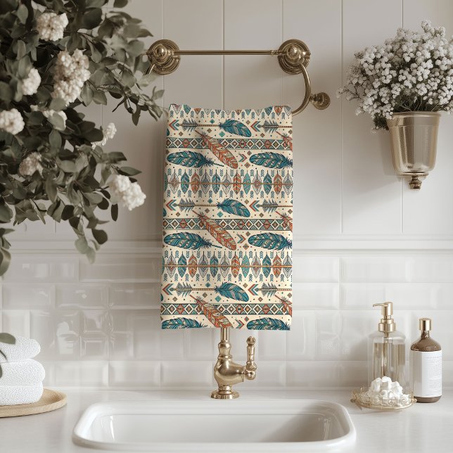 Toalha com Padrão de Flecha Toque Étnico para o Ba (Arrow Pattern Towel Ethnic Touch for the Bath)
