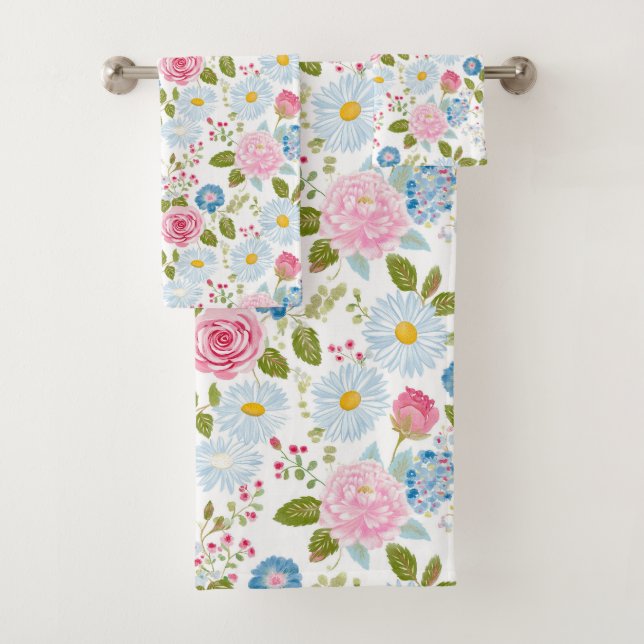 Toalha com Padrão de Peônias Rosas (Insitu)