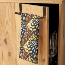 Toalha Cozinha Padrada Amarela, Castanha, Preta