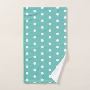 Toalha da Mão de bolinhas (Aqua & White)