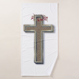 Toalha de Banheira Cruzada Conjunto Fundo Branco