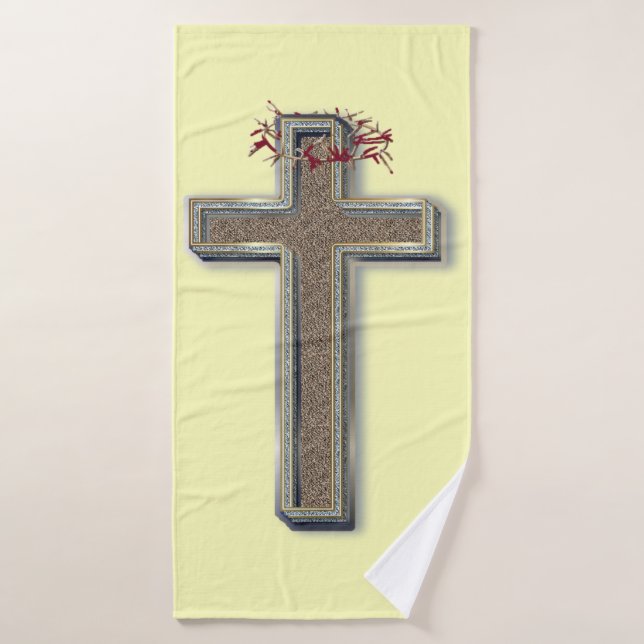 Toalha de Banheira Cruzada Definir fundo amarelo (Toalha de Banho)