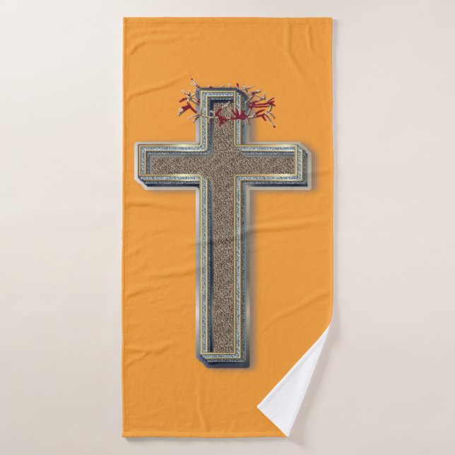 Toalha de Banheira Cruzada Definir Fundo Laranja (Toalha de Banho)