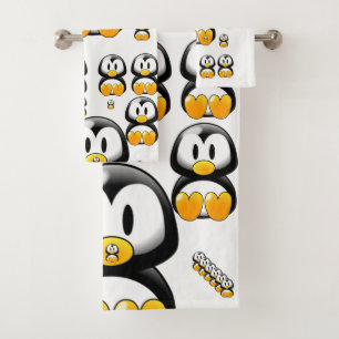 Toalha de Banheiro Define Pinguim