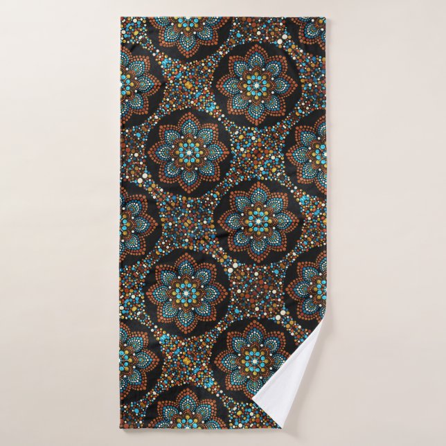 Toalha De Banho 07 Brown e Turquoise Mandala Bath Towel (Toalha de Banho)