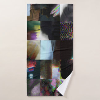 Toalha De Banho 1FB1F9F4 Arte Mosaico Abstrato Glitch Cyberpunk