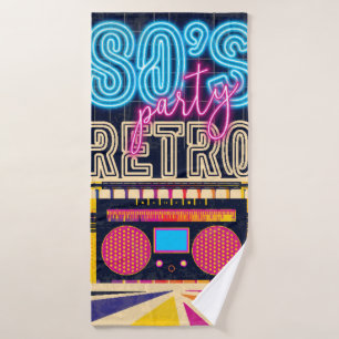 Toalha De Banho 80, festa de música retrô. Poster de estilo antigo