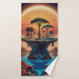 Toalha De Banho A ilha no pôr do sol.