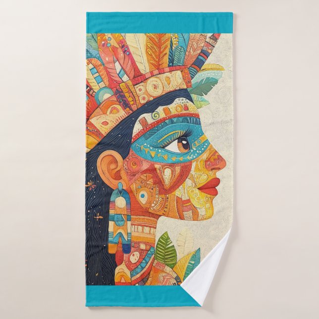 Toalha De Banho Abstrato Aztec Princess Beach Towel (Toalha de Banho)