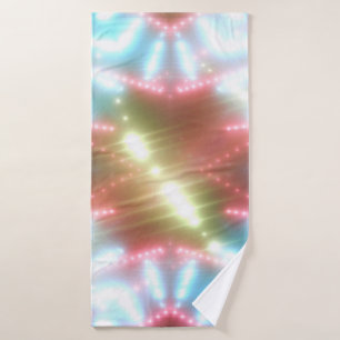 Toalha De Banho abstrato brilhante fundo neon com feixes e estrela