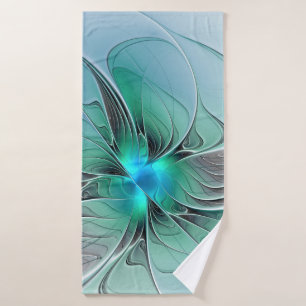 Toalha De Banho Abstrato com Arte Fractal Azul, Moderna