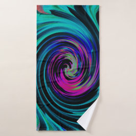 Toalha De Banho Abstrato de preto e turquesa Dramático