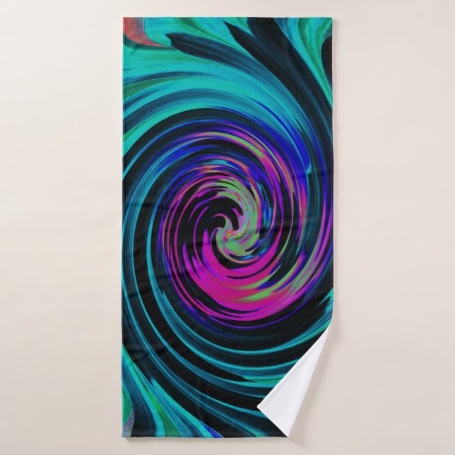 Toalha De Banho Abstrato de preto e turquesa Dramático (Toalha de Banho)
