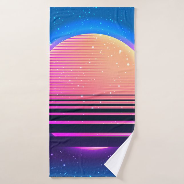 Toalha De Banho Abstrato do estilo geométrico de vintage dos anos  (Toalha de Banho)
