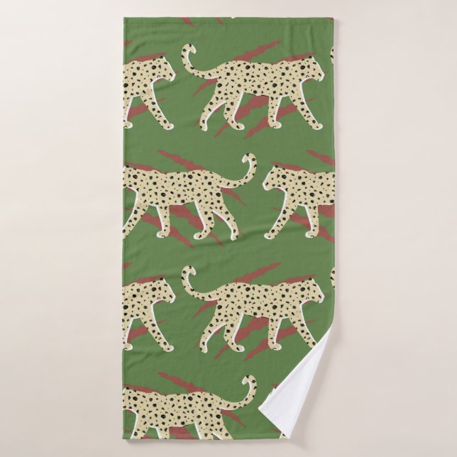 Toalha De Banho Abstrato Leopardo-Leopardo-Desenho-Mão com Sk Anim (Toalha de Banho)