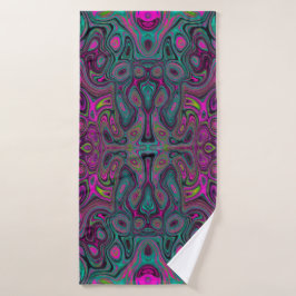 Toalha De Banho Abstrato Magenta e azul-lacrimogênio