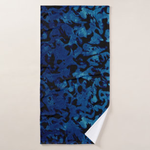 Toalha De Banho Abstrato Magia - Marinho Azul Grunge Preto