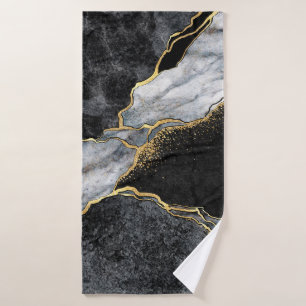 Toalha De Banho abstrato, mosaico de mármore preto e branco