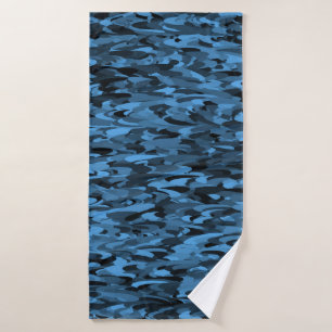 Toalha De Banho Abstrato - Padrão Azul Preto