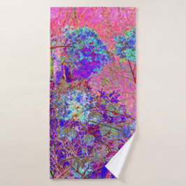 Toalha De Banho Abstrato púrpura e azul-hidrangea com magenta
