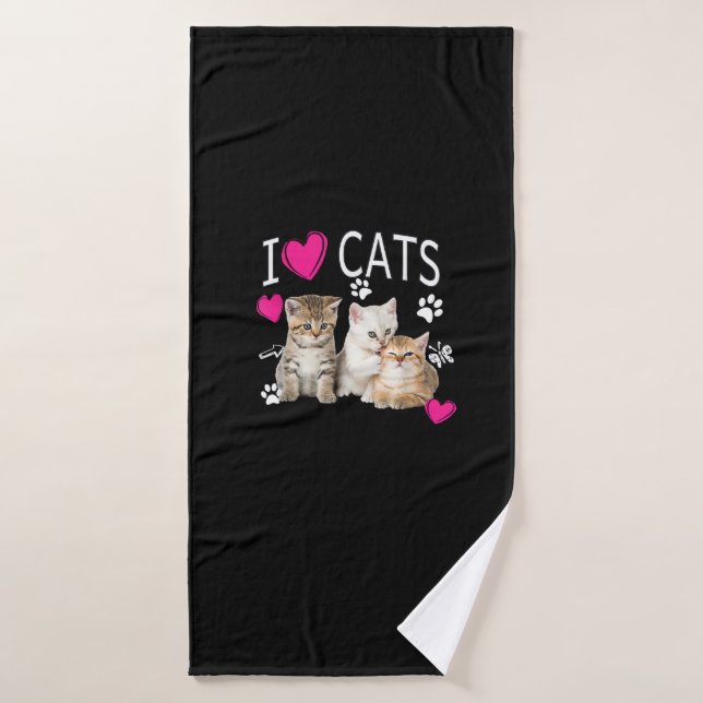 Toalha De Banho Adoro Camisas De Gatos - Amante De Gatos - Adoro G (Toalha de Banho)