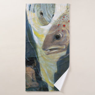 Toalha De Banho Água, Bebê e Peixe, Jessie Willcox Smith