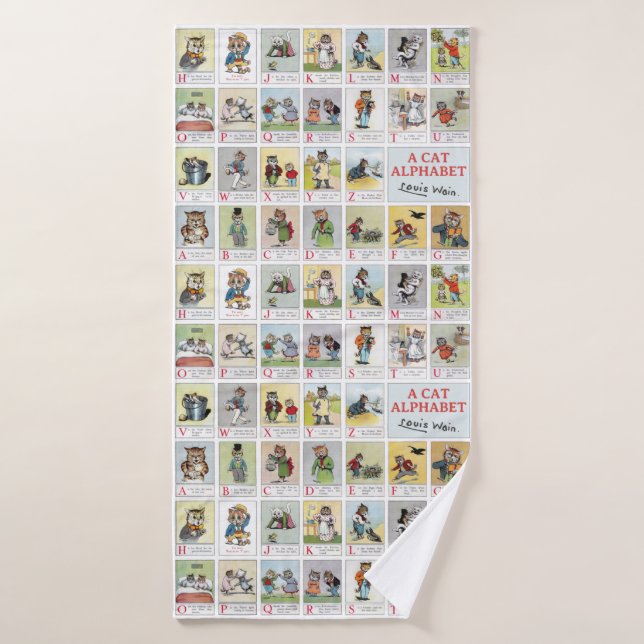 Toalha De Banho Alfabeta de Gato, Louis Wain (Toalha de Banho)