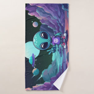 Toalha De Banho Alienígena de paz e nave espacial