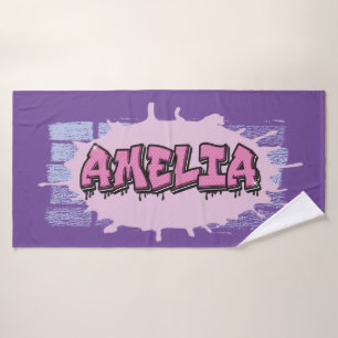 Toalha De Banho Amelia Seu Nome Grafite Bath Beach Towel