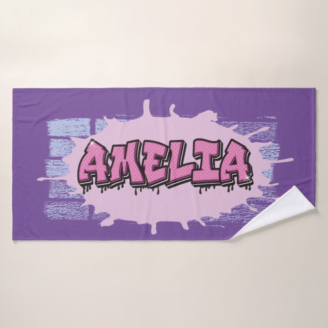 Toalha De Banho Amelia Seu Nome Grafite Bath Beach Towel (Toalha de Banho)