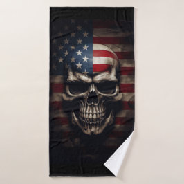 Toalha De Banho American Flag Skull