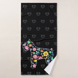 Toalha De Banho Amor bonito meu design floral do Schnauzer