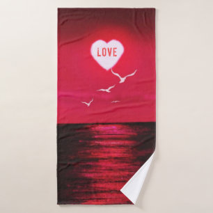 Toalha De Banho Amor Sunset - Romântico - Vermelho Negro - Person