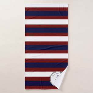 Toalha De Banho Âncora Náutica Azul Marinho Branco Vermelho Ferrug