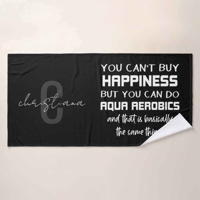 Toalha De Banho Aqua Aeróbica Personalizada é Felicidade Engraçada (Toalha de Banho)