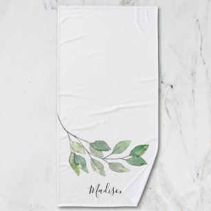 Toalha De Banho Aquarela Personalizada de Folhagem