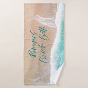 Toalha De Banho Areia tropical oceano de praia ondas ensolaradas c