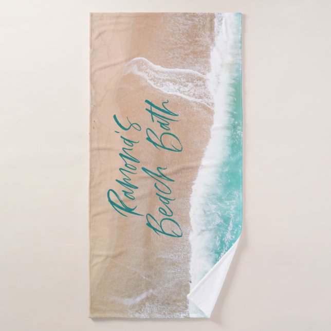 Toalha De Banho Areia tropical oceano de praia ondas ensolaradas c (Toalha de Banho)