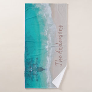 Toalha De Banho areia tropical praia oceano ensolarado ondas moder