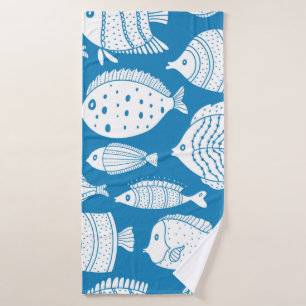 Toalha De Banho Armadilha de peixe bonito. Ilustração decorativa