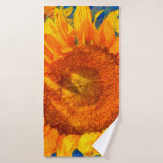 Toalha De Banho Arranjo de girassóis. Imitação ao estilo Van Gogh.