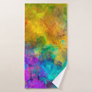 Toalha De Banho art abstract vibrant rainbow painted background wi