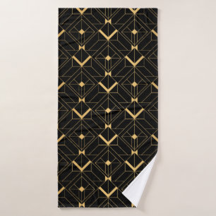 Toalha De Banho Art Deco Pattern. Serralheiro preto sem costura e
