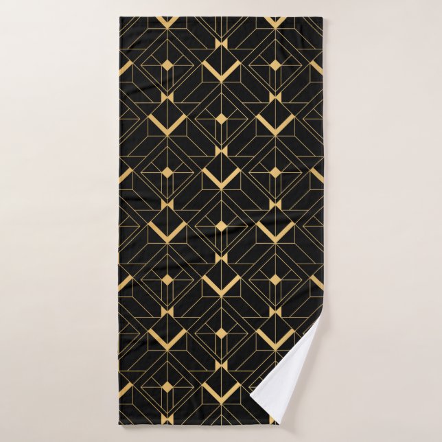 Toalha De Banho Art Deco Pattern. Serralheiro preto sem costura e  (Toalha de Banho)