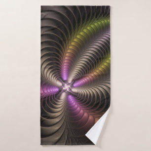 Toalha De Banho Arte Fractal 3D Colorida abstrato brilhante