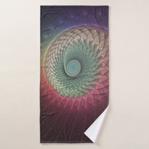 Toalha De Banho Arte Fractal Moderna Colorida abstrato Snail