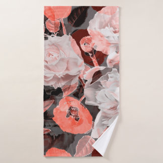 Toalha De Banho arte vintage turva monocromática e colorida vermel