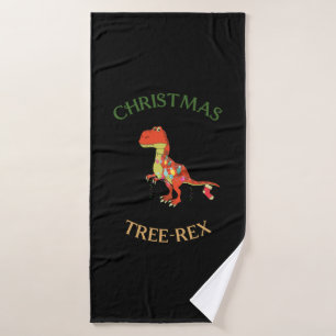 Toalha De Banho Árvore de Natal rex engraçado xmas dinossauro kawa